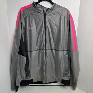 Nike, Grey and Pink Windbreaker, Unisex, XL
